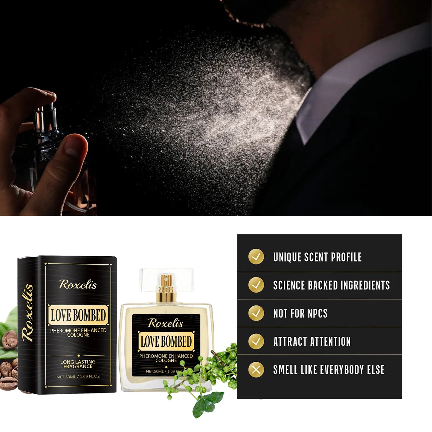 Men's Flirting, Dating, Romantic Perfume, 50mi Deodorant Mist, Long Lasting Fragrance