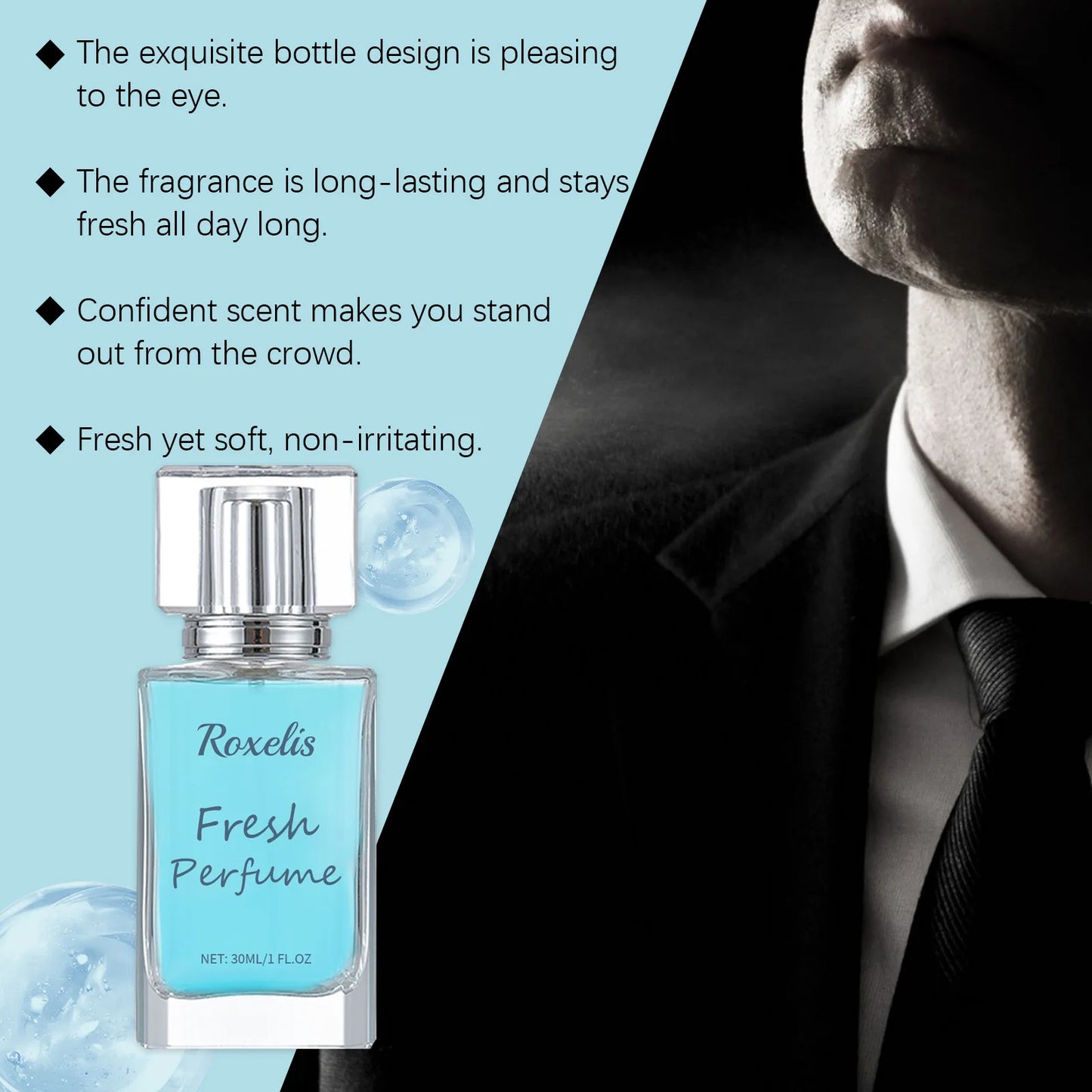 Men's Flirting Perfume Mist, Long Lasting Fragrance, Bergamot Amber wood Perfume, 50mi Cologne