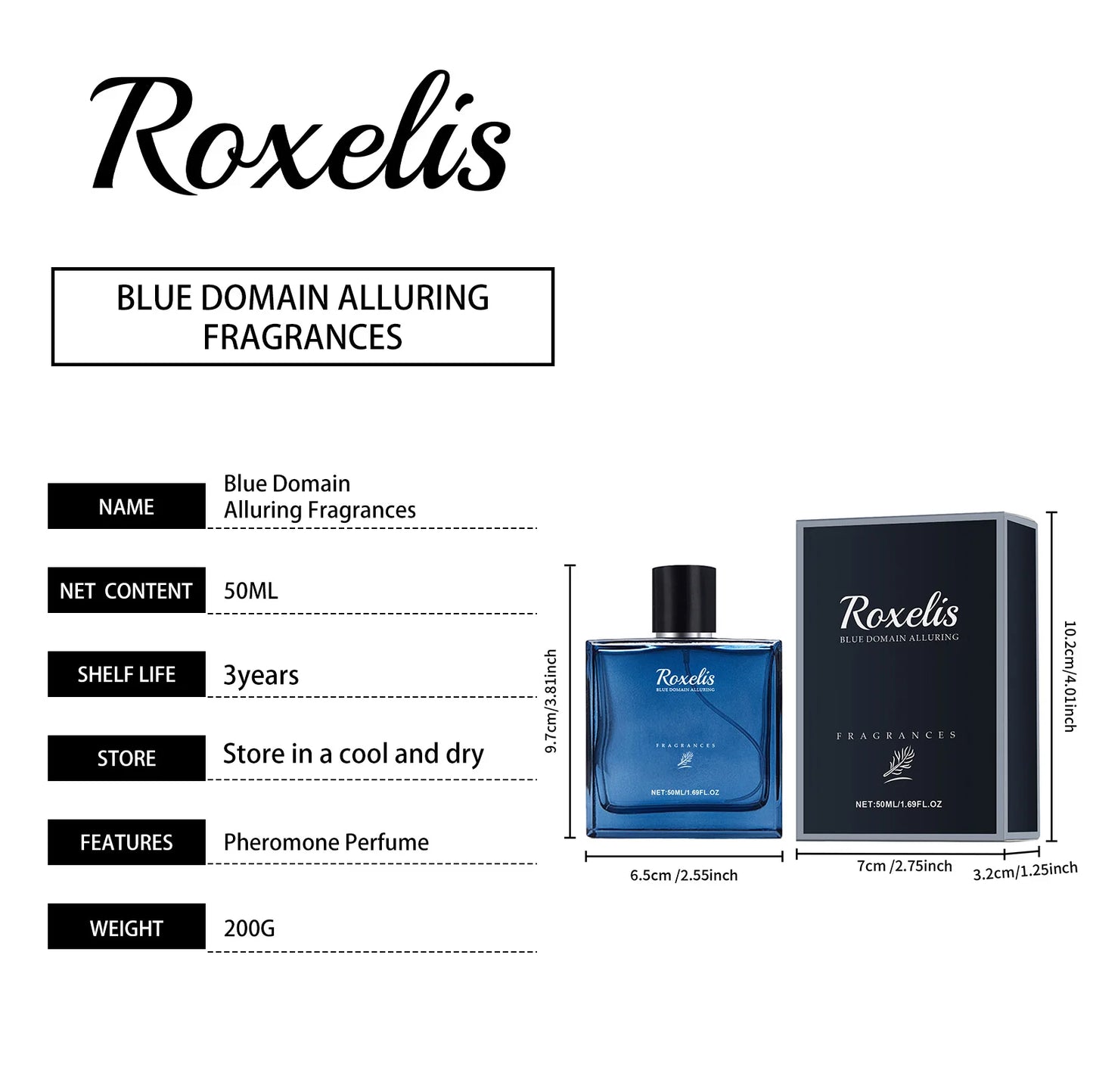Men's Blue Domain Cologne Perfume Spray, Lasting Fragrance, Romantic Dating Perfume