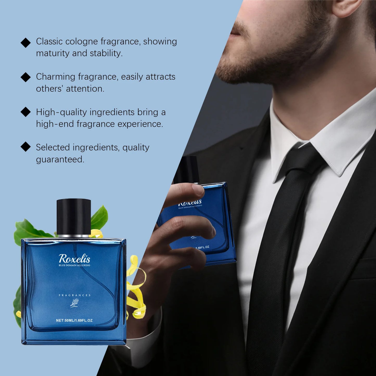 Men's Blue Domain Cologne Perfume Spray, Lasting Fragrance, Romantic Dating Perfume