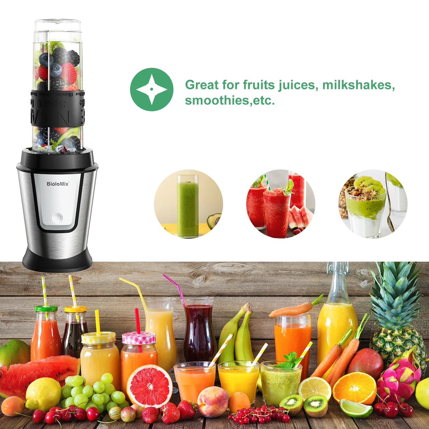 700W 3-in-1 Multifunctional Portable Food Processor, Juicer, Blender, Smoothie Mixer, Food Chopper, Dry Grinder