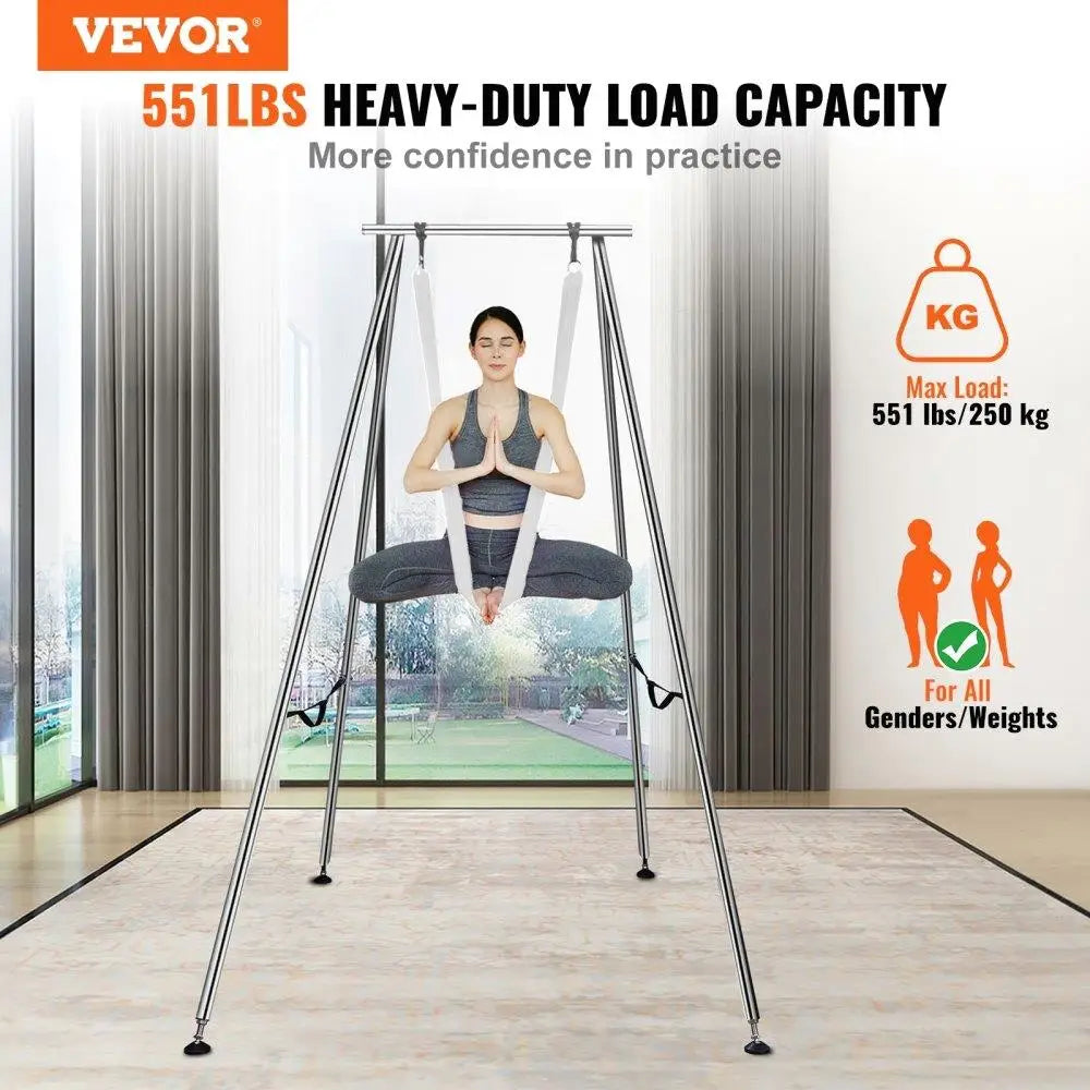 Professional Swing Stand, 6.6 Yds Aerial Hammock, Load Capacity, 551.15 lbs, Indoor 9.6ft High Frame Indoor