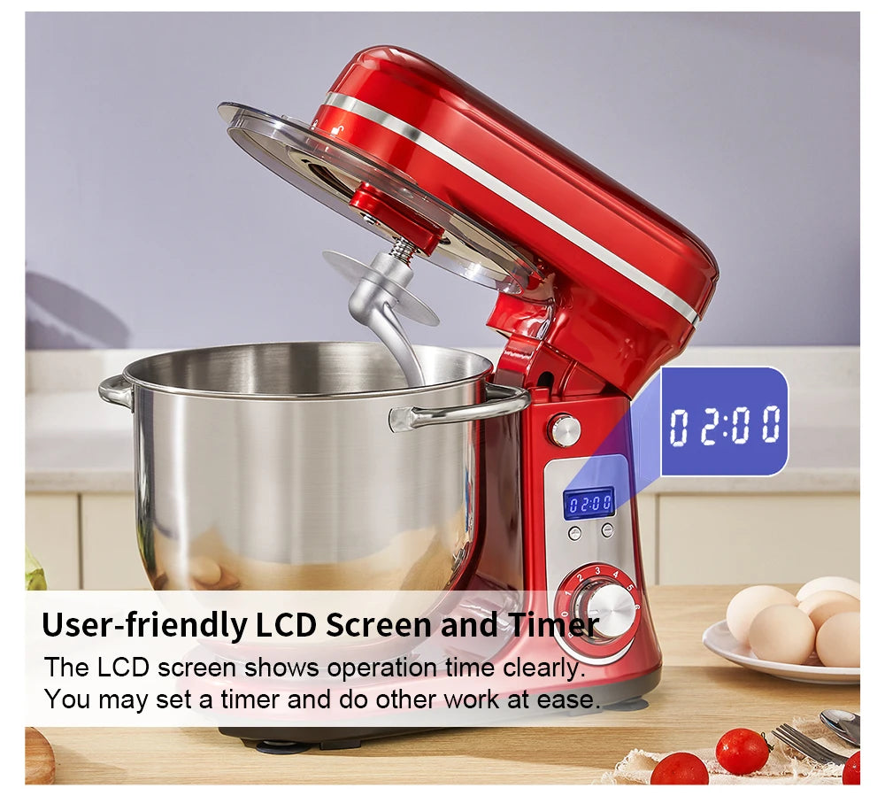 1200w, 6L Kitchen Food Stand Mixer, Blender, Quiet Motor, Cream Egg Whisk, Whip Dough Kneader, 6-Speed, 1200 W, 6 L, DC