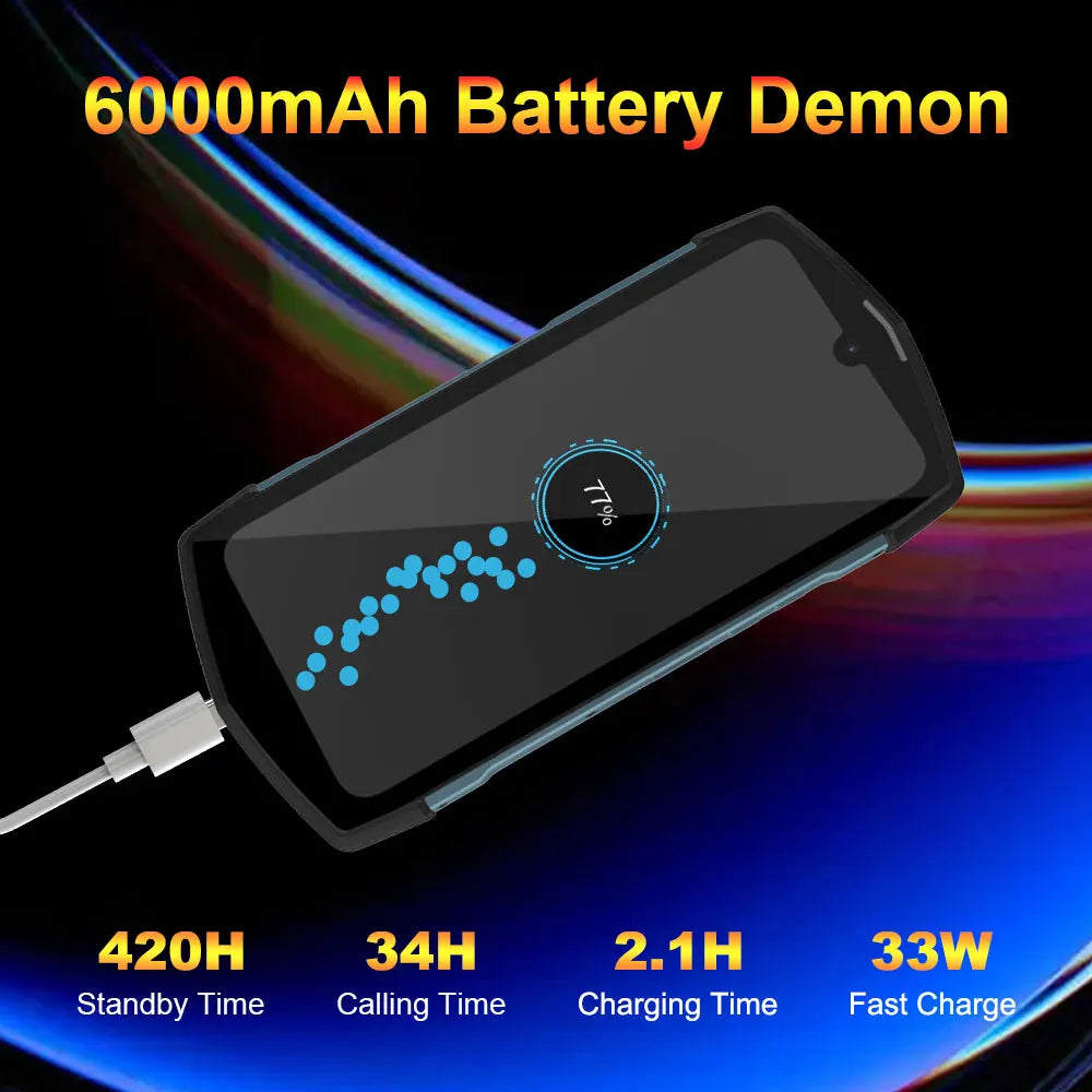 5G Rugged Smartphone Android ,128GB 48MP Camera, Cellphone 6000mAh with Dual-Screen,Waterproof