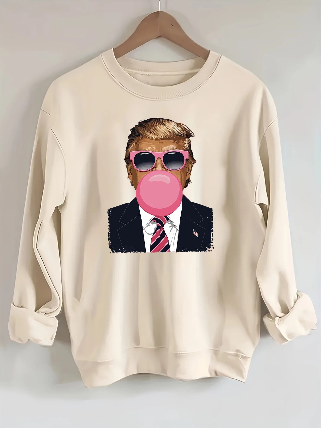 2024 Presidential Election, Mr. Trump - graphic, printed long-sleeved crew neck casual sweatshirt, fashionable women's clothing