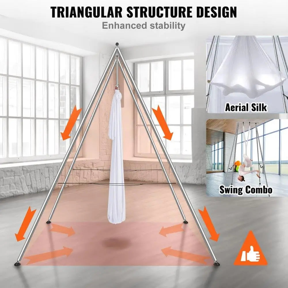 Professional Swing Stand, 6.6 Yds Aerial Hammock, Load Capacity, 551.15 lbs, Indoor 9.6ft High Frame Indoor
