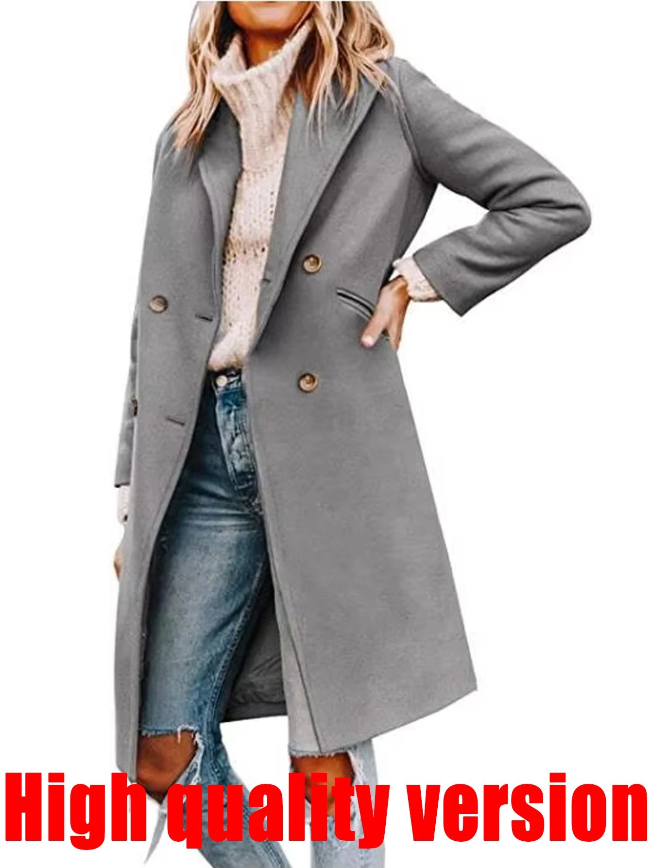 Womens Winter Wool Single Breasted Trench Peacoat