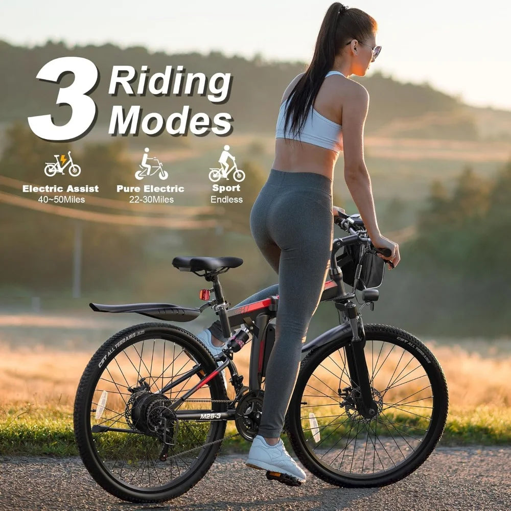 Adult E-Bike Peak 750W Motor, 48V Removable Battery, Up to 20+MPH, range 50 Miles, Dual Hydraulic Suspension
