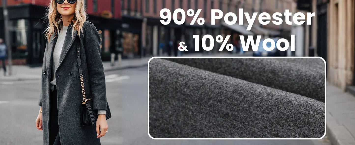 Womens Winter Wool Single Breasted Trench Peacoat