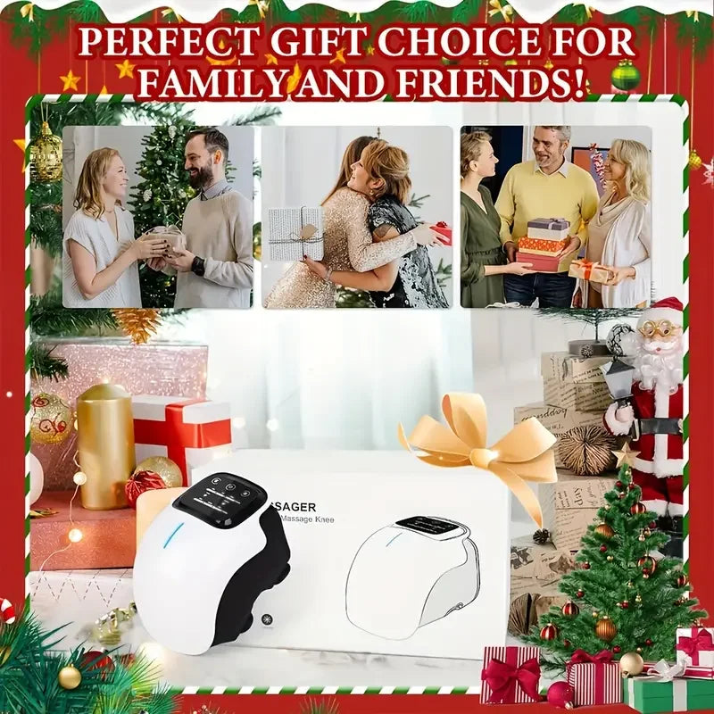 Cordless Portable Knee Massager with Heat and Vibration, Large LED Screen, Adjustable Temperature,