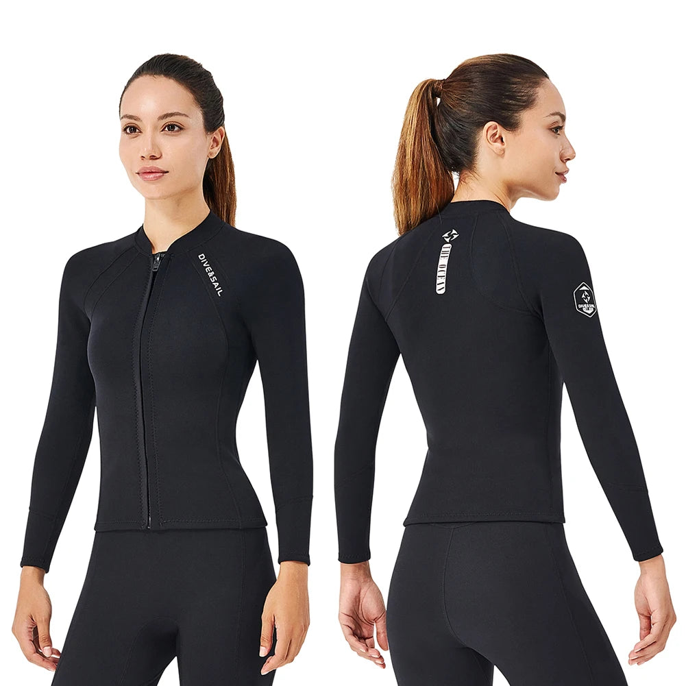 DIVE SAIL 2mm Neoprene Suit, Women Wetsuit, Split Body, Jacket Long Sleeve, Pants Swimsuit