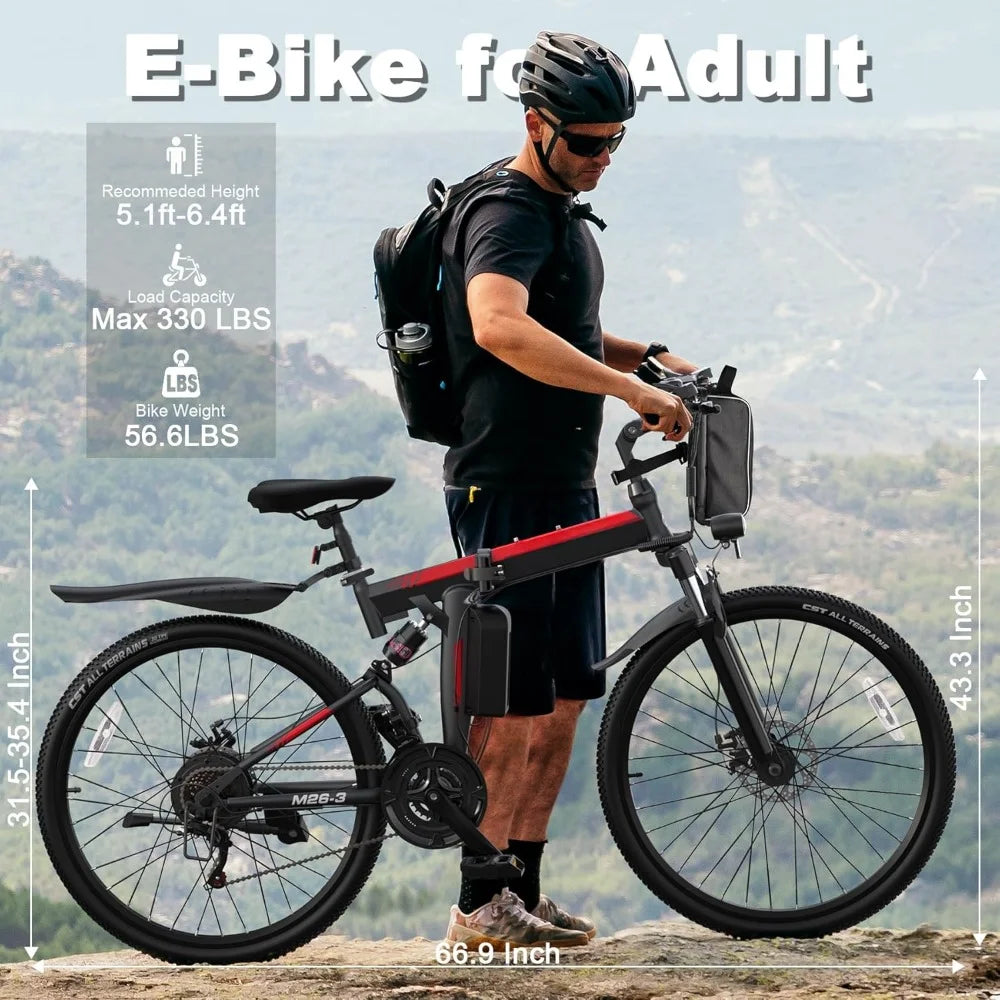 Adult E-Bike Peak 750W Motor, 48V Removable Battery, Up to 20+MPH, range 50 Miles, Dual Hydraulic Suspension