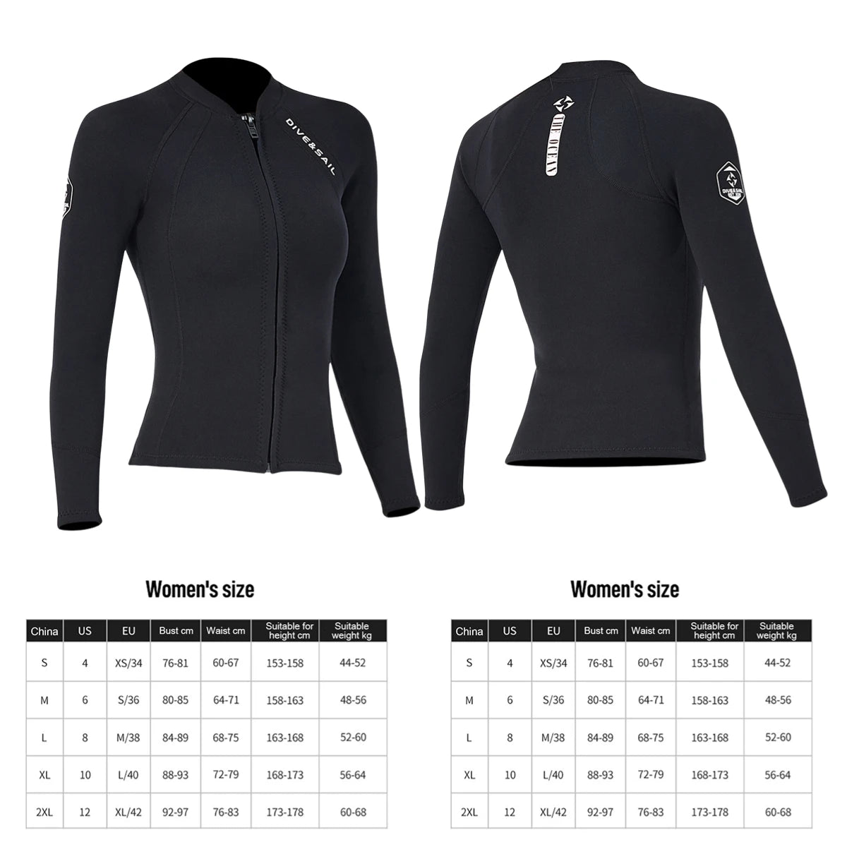 DIVE SAIL 2mm Neoprene Suit, Women Wetsuit, Split Body, Jacket Long Sleeve, Pants Swimsuit