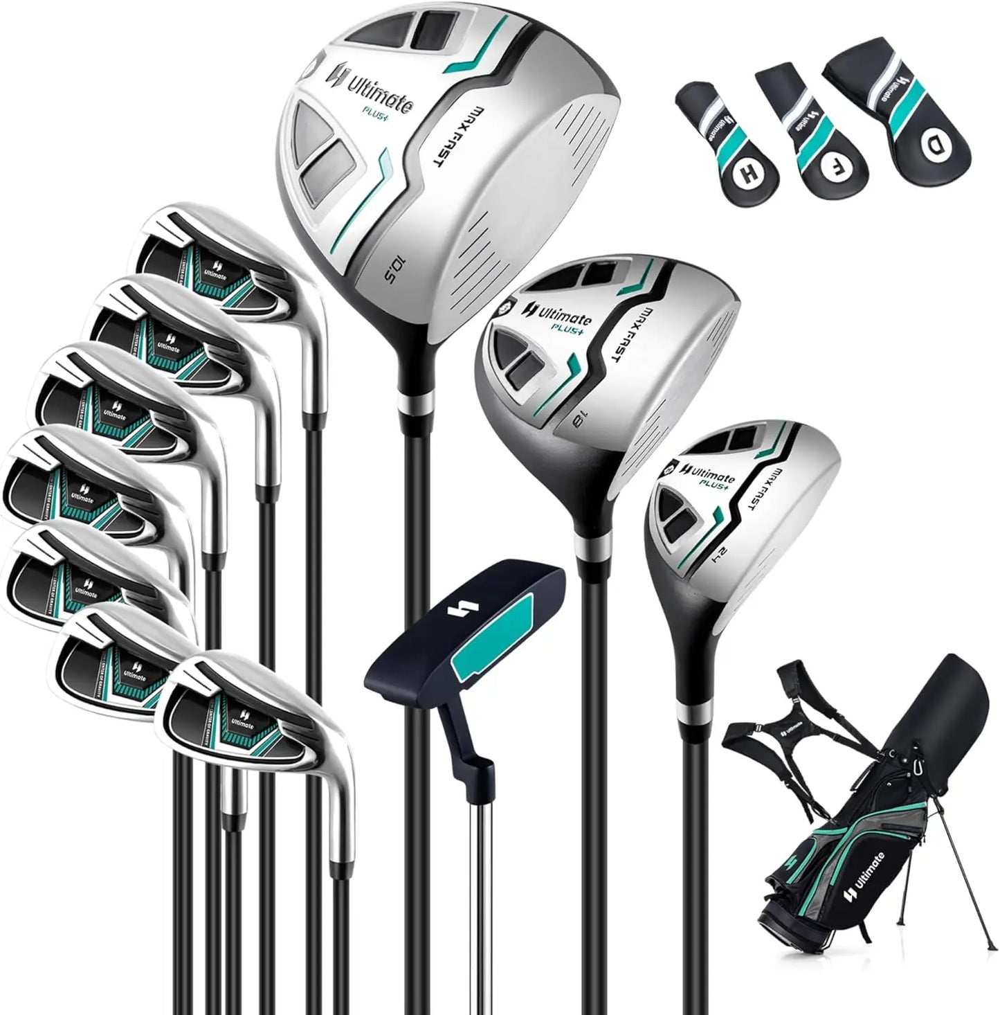 12 Pieces Men’s Complete Golf Club Set Right Hand, Golf Club Package Set with 460CC