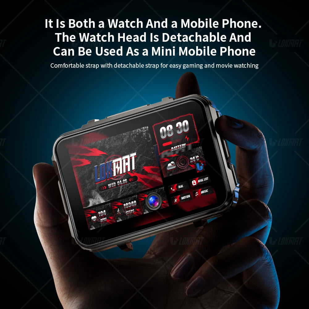 5 MAX Android Watch Phone, Square Big Screen, Wifi, 4G Calls Smartwatch, Dual Camera with Flashlight Gaming Watch