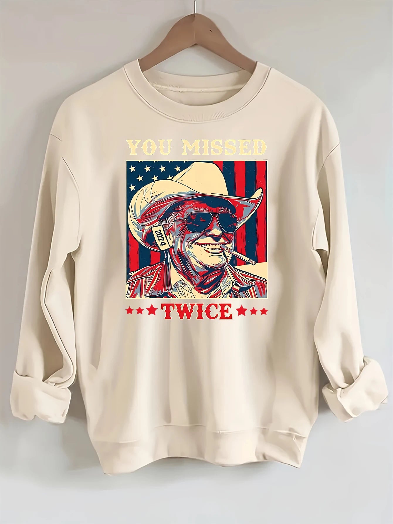 2024 Presidential Election, Mr. Trump - graphic, printed long-sleeved crew neck casual sweatshirt, fashionable women's clothing