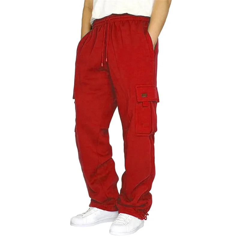 Mens Cargo Pants Elastic Waist, Outdoor and Athletic Sweatpants