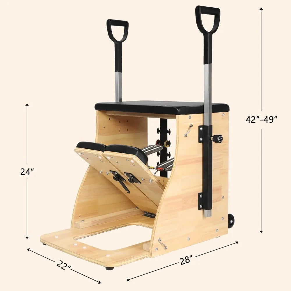 Pilates Chair,Split-Pedal Stability Combo Chair with Handles,Yoga Fitness Trainer,Pilates Reformer Machine,