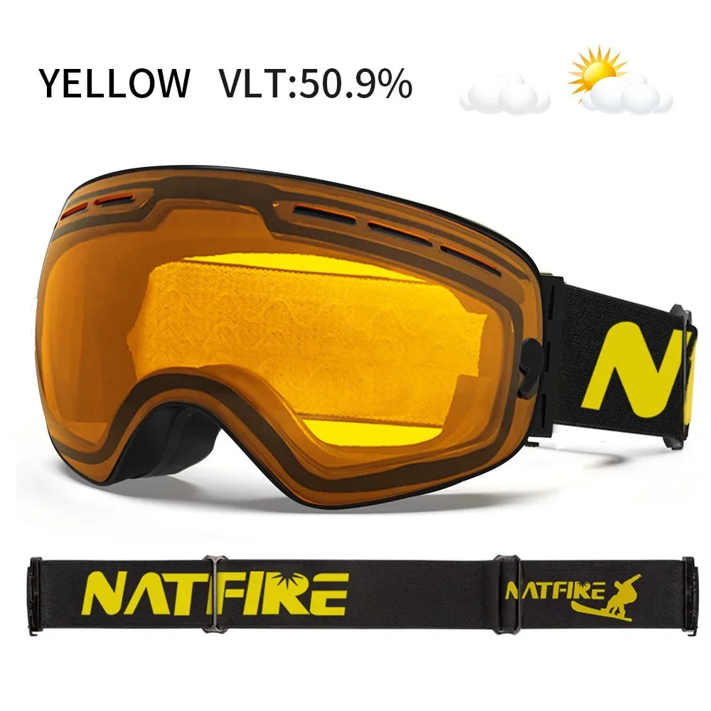 Mens Womens Snowboard Goggles, Big Face Protection, Anti-fog, Skiing Glasses