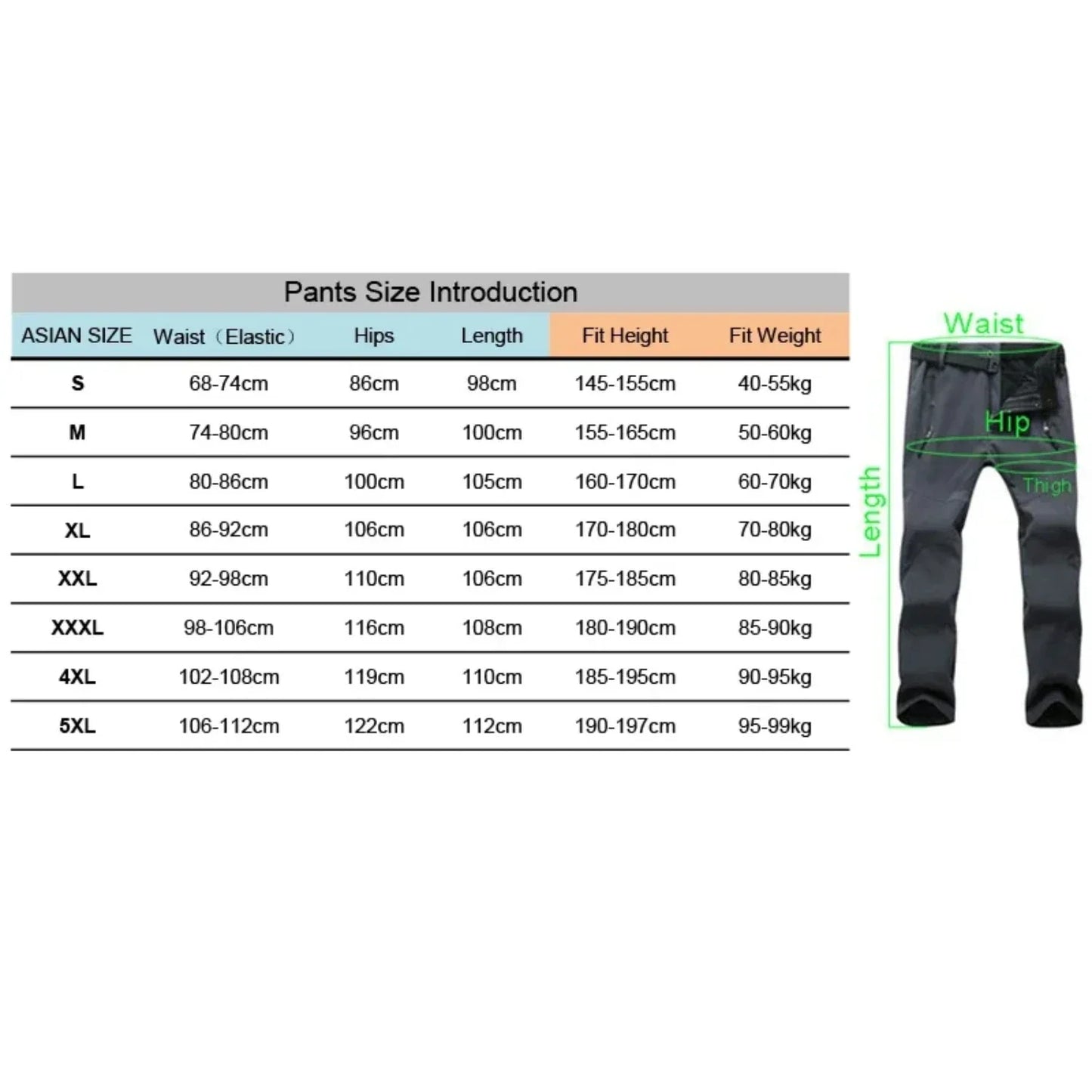 Mens/Womens Waterproof, Outdoor , Camping Fleece Ski Trousers and Warm Soft Shell Pants