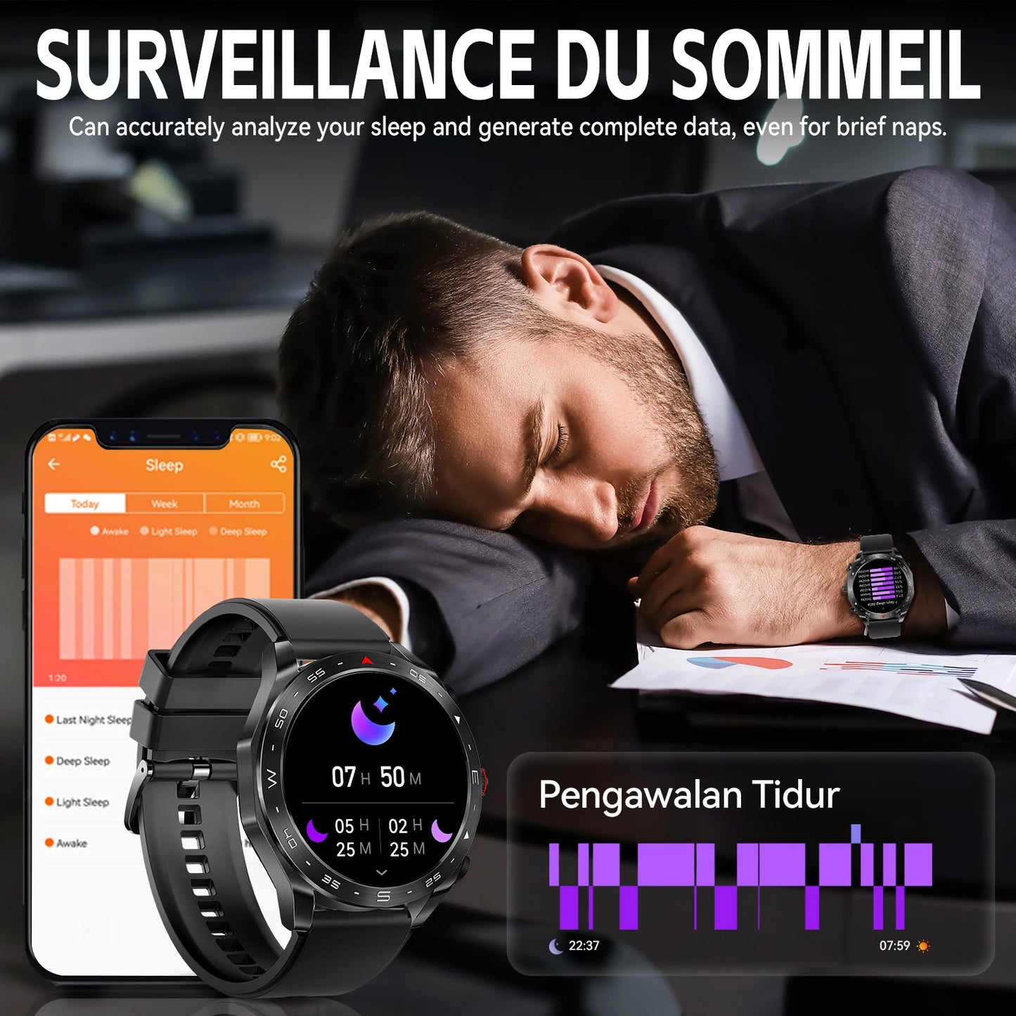 New Mens Smart Watch with Earbuds Inside, with 100+ Sport Modes, Sport Records, Waterproof with iPhone and Android