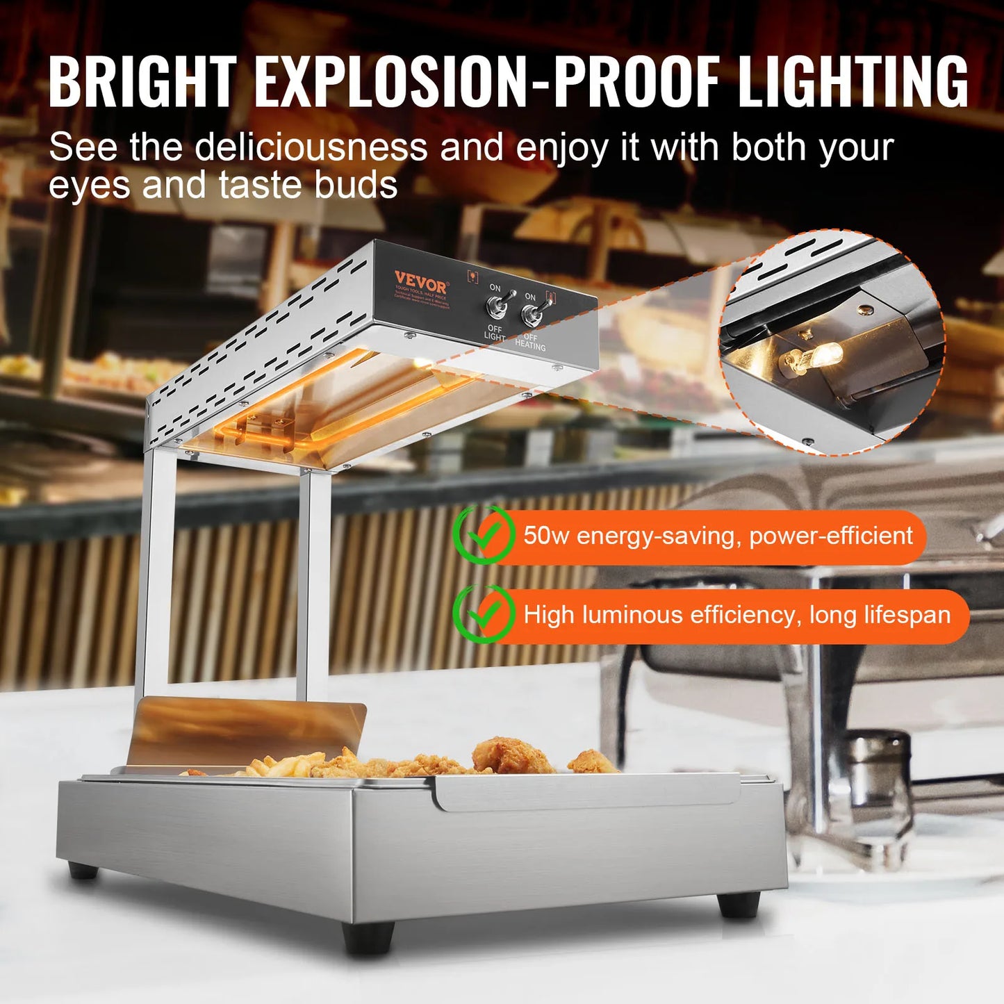 Commercial French fry Food Warmer, Countertop Food Heating, 104-122 deg, French fries, Buffet, Kitchen, Restaurant