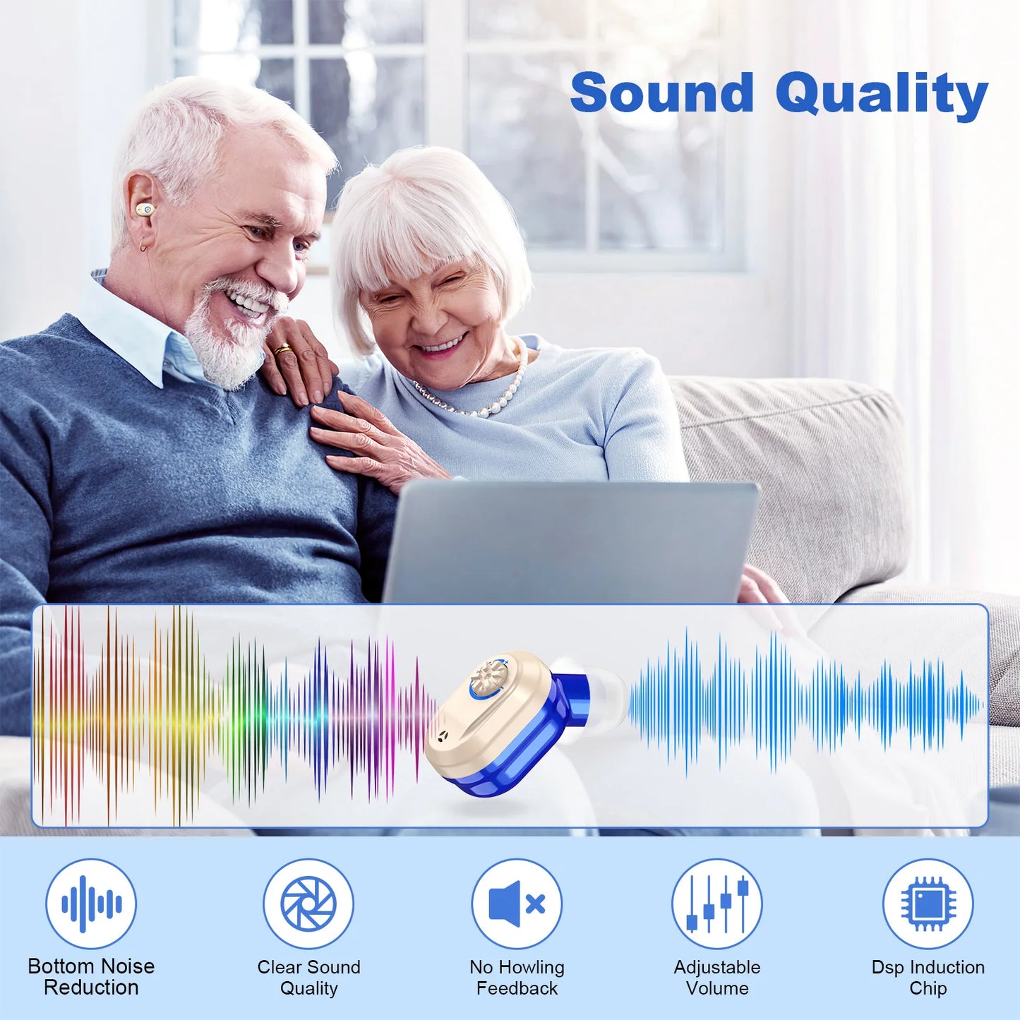 Elderly Invisible, Rechargeable Mini Amplifier Hearing Aids, for Deafness Sound Amplification