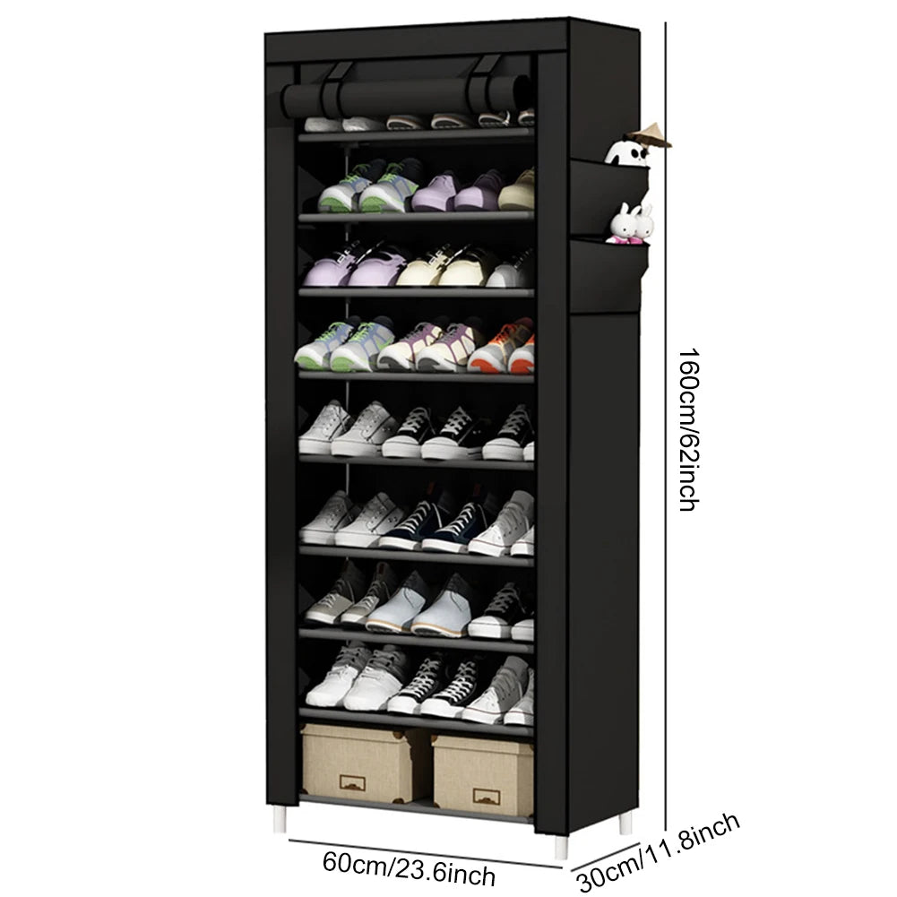 10 Layer Shoe Storage Rack, Fabric Cover, Free Standing