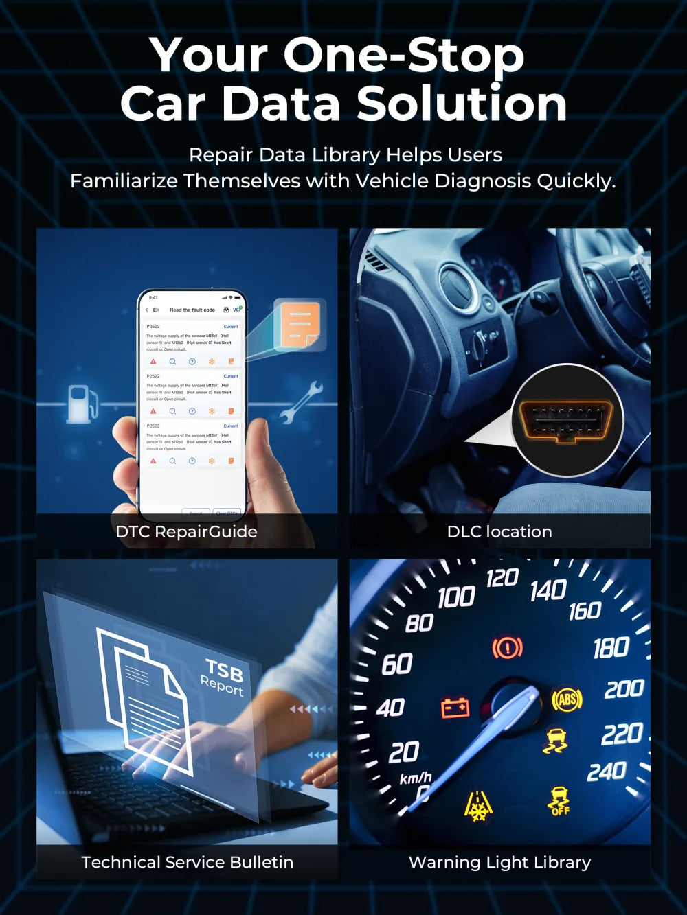 Bluetooth Code Reader,DTC Repair Guide, Smart Diagnostic Lite Scanner
