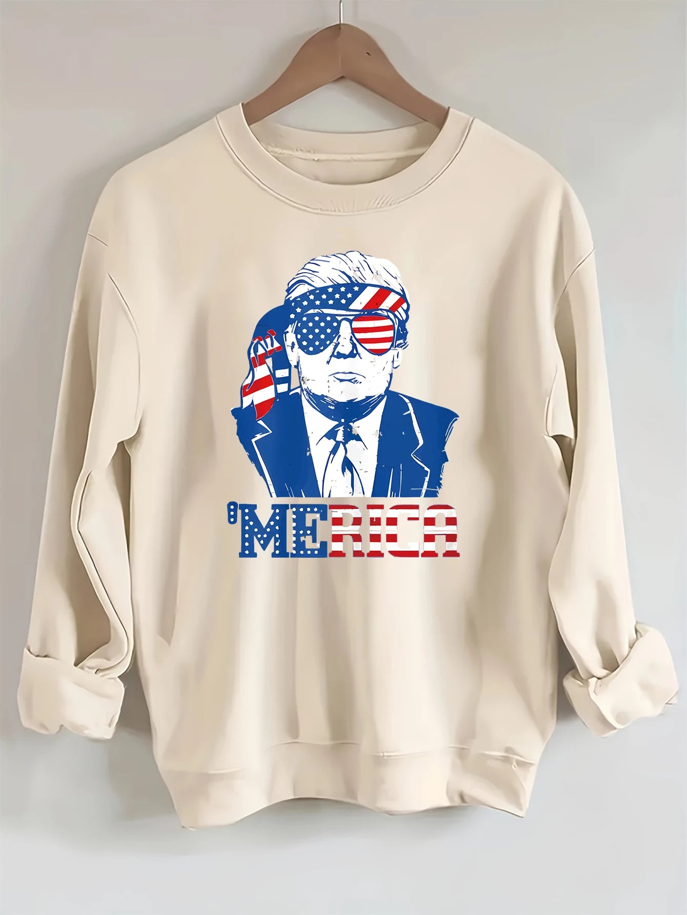 2024 Presidential Election, Mr. Trump - graphic, printed long-sleeved crew neck casual sweatshirt, fashionable women's clothing