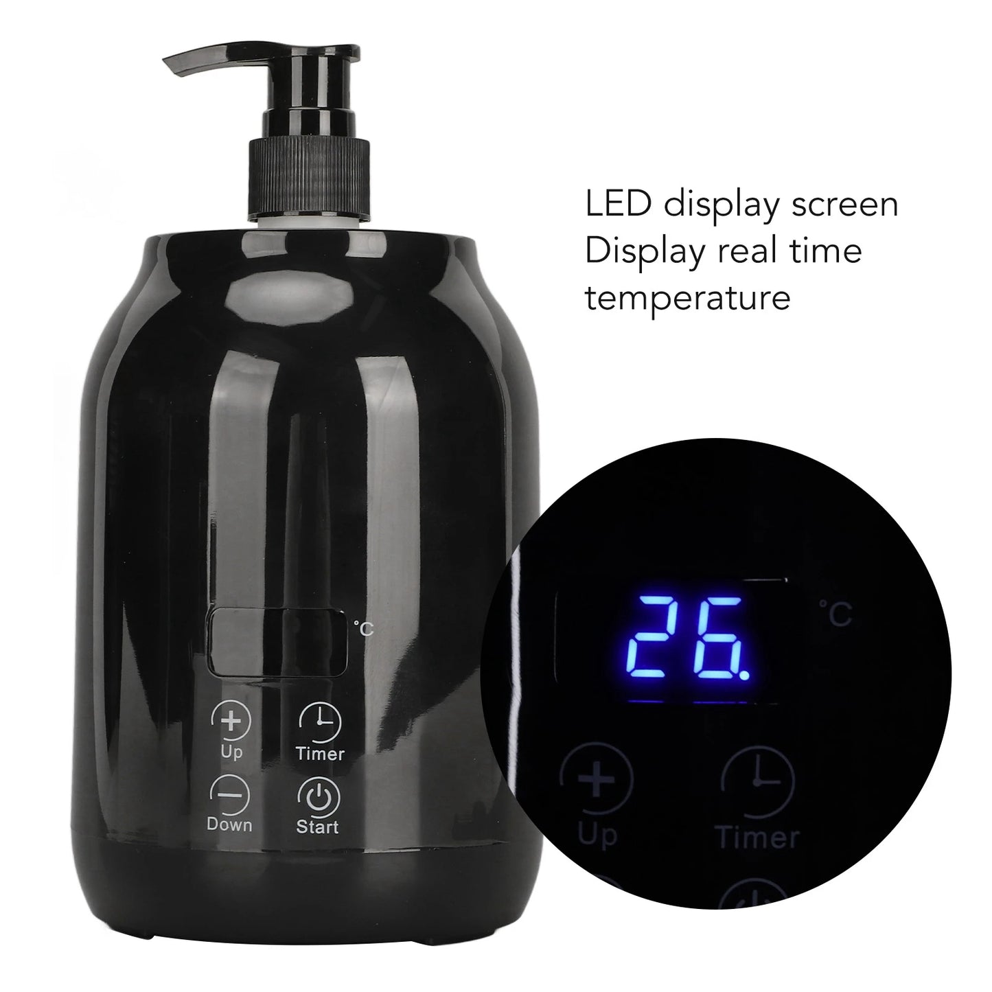Essential Oil Heater LED Display Temperature Adjust Single Massage Oil Bottle Warmer US Plug