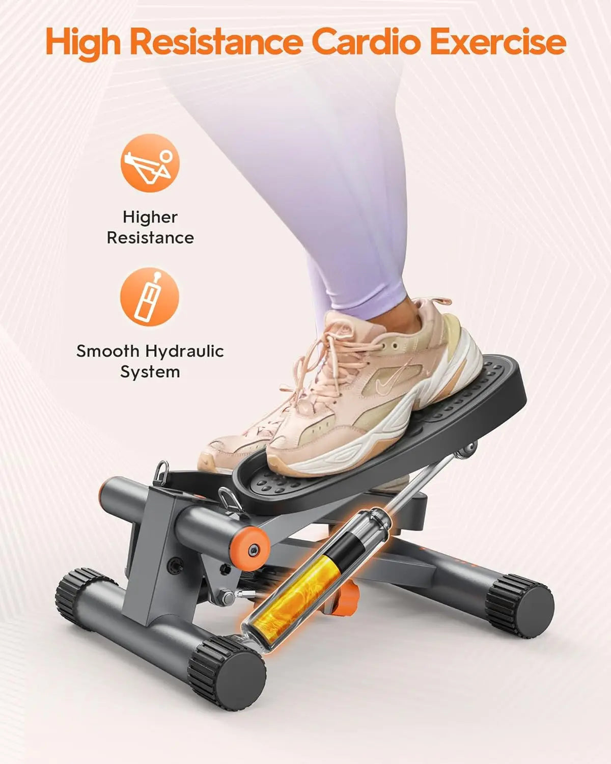 Steppers for Exercise, Stair Stepper with Resistance Bands, Hydraulic Fitness Stepper with LCD Monitor