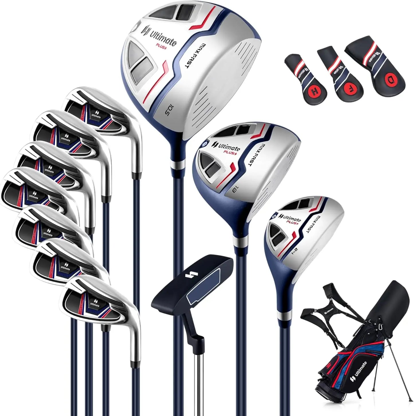 12 Pieces Men’s Complete Golf Club Set Right Hand, Golf Club Package Set with 460CC