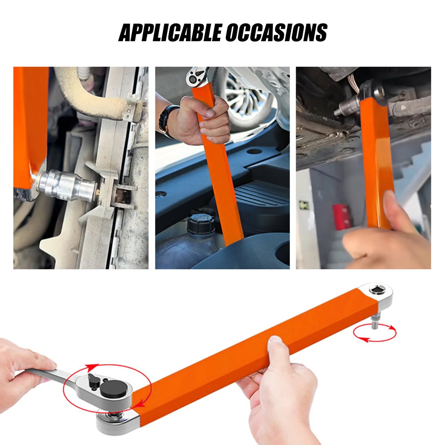 Multifunctional Professional/Household Ratchet, Adjustable Ends, Extended Reach Wrench for Air, Refrigeration