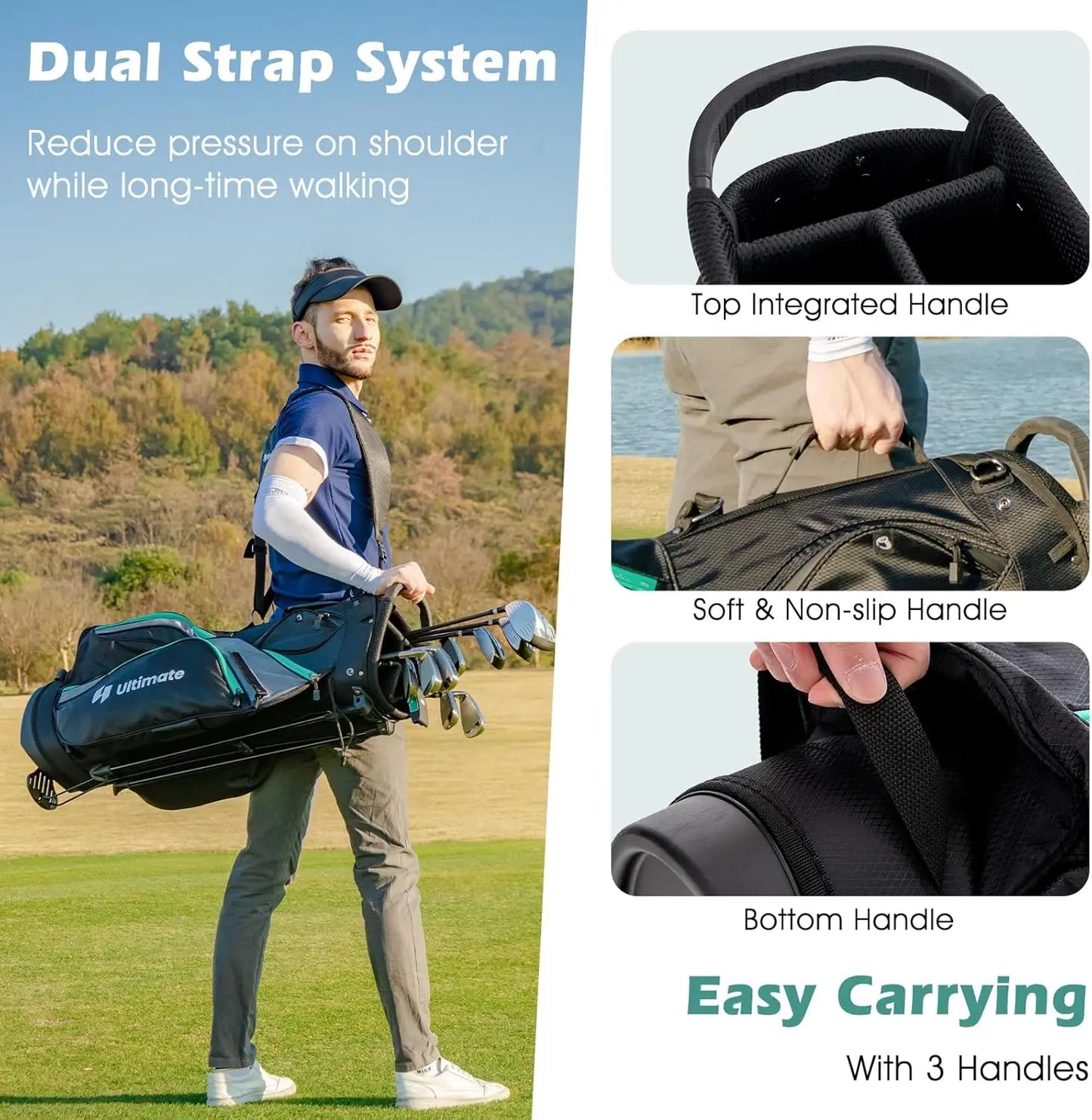 12 Pieces Men’s Complete Golf Club Set Right Hand, Golf Club Package Set with 460CC