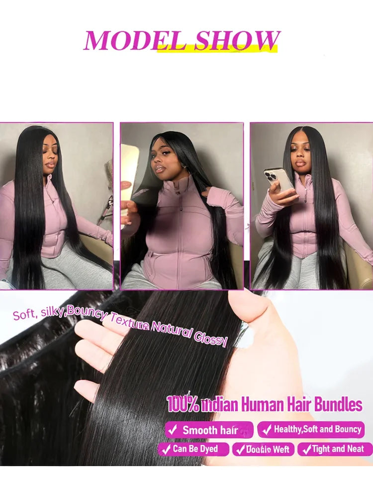 16A 30 40 Inch Bone Straight Human Hair Weave Bundle, 2 3 4 5 Bundles Raw Virgin Human Hair