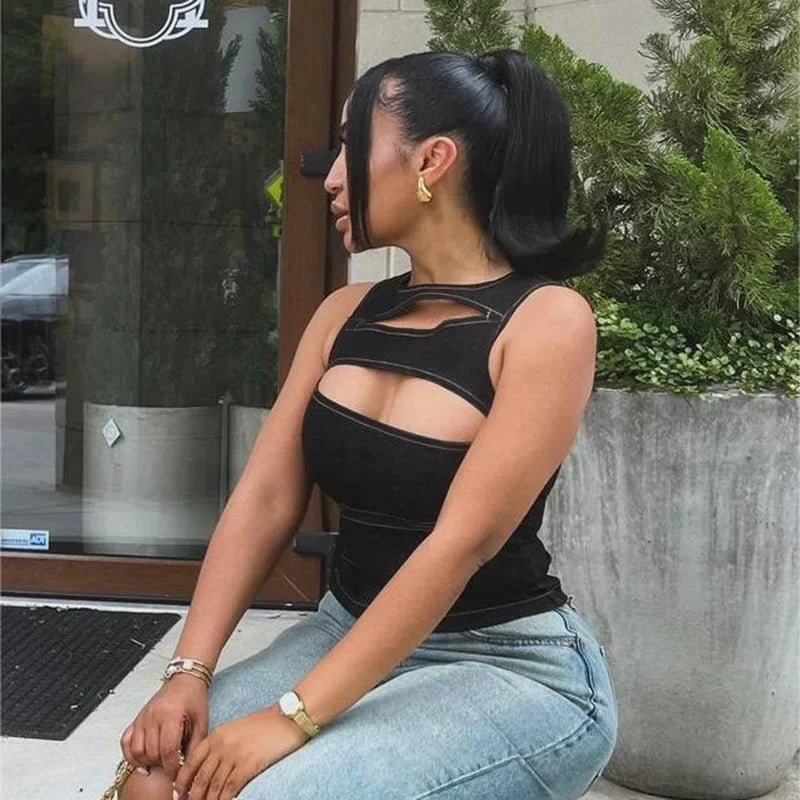 Women's Sleeveless, Round Neck,Sexy Streetwear Summer Vest