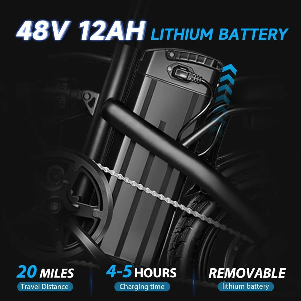 Adult E-Bike, 576WH Removable Battery E-Bike, Folding E-Bike, Multiple Shock Absorption,