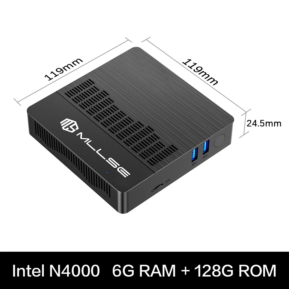M2 Air Mini PC Intel Celeron N4000 CPU Windows 11, 6GB RAM 128GB ROM, Dual-Band WiFi, Portable Mini Computer