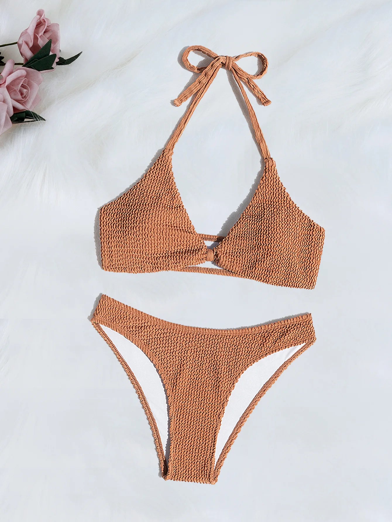 Sexy 2 Piece V-Neck, Backless Halter, Swimsuit