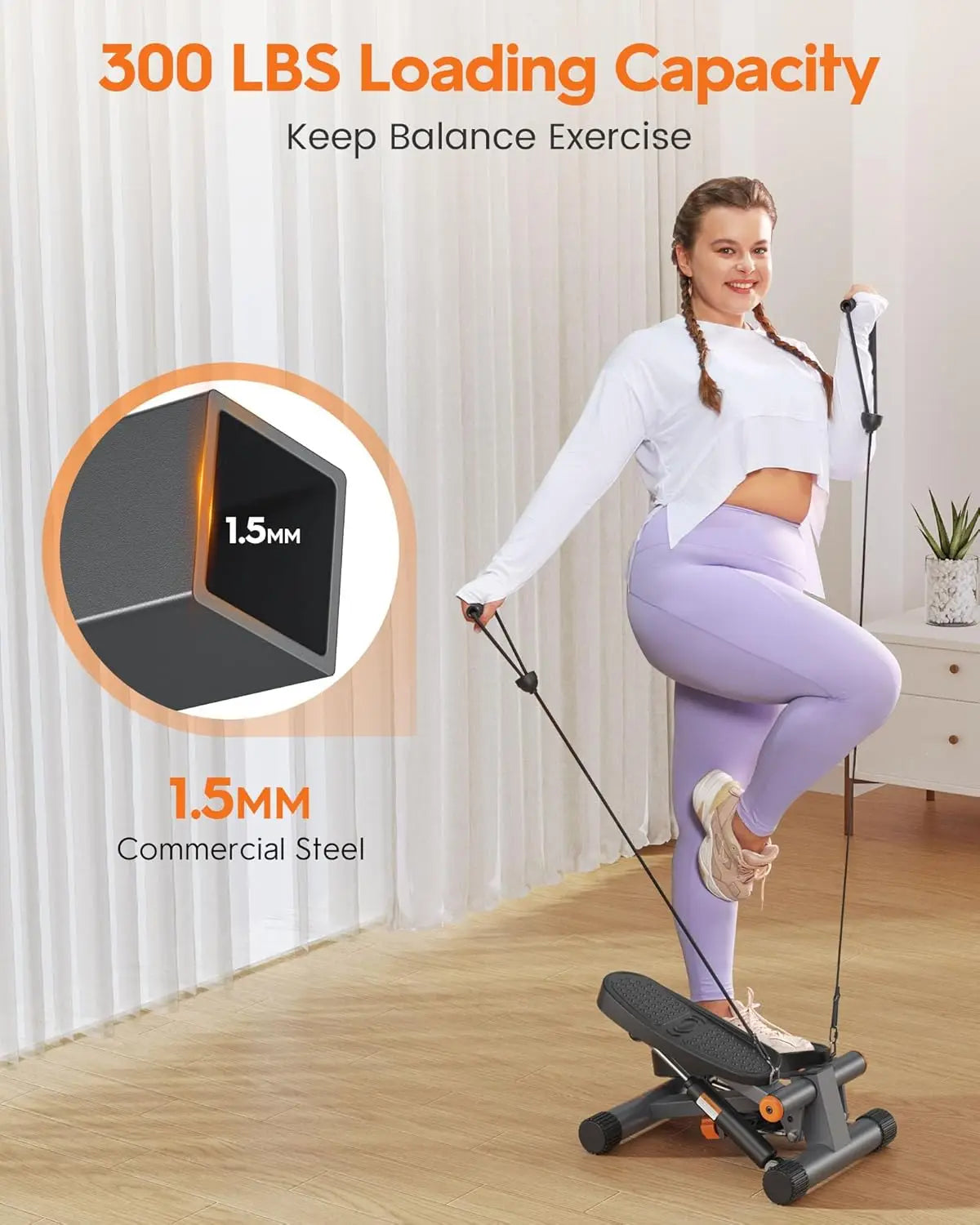 Steppers for Exercise, Stair Stepper with Resistance Bands, Hydraulic Fitness Stepper with LCD Monitor