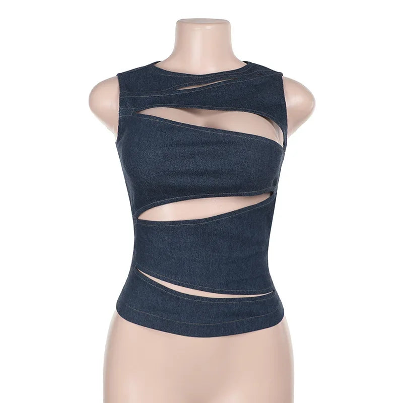 Women's Sleeveless, Round Neck,Sexy Streetwear Summer Vest