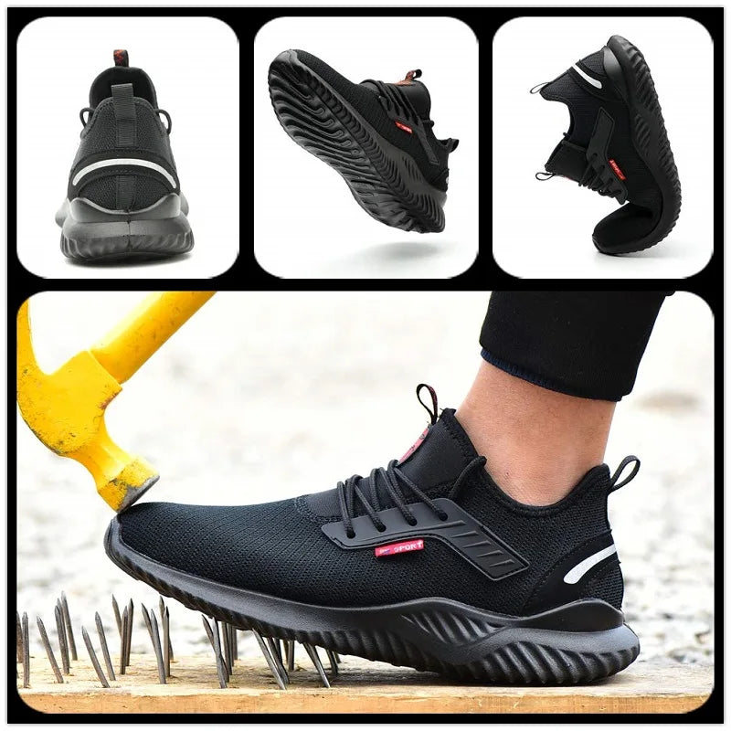 Mens Anti-Puncture, Anti-Destructible Steel Toe,Breathable Work Boots