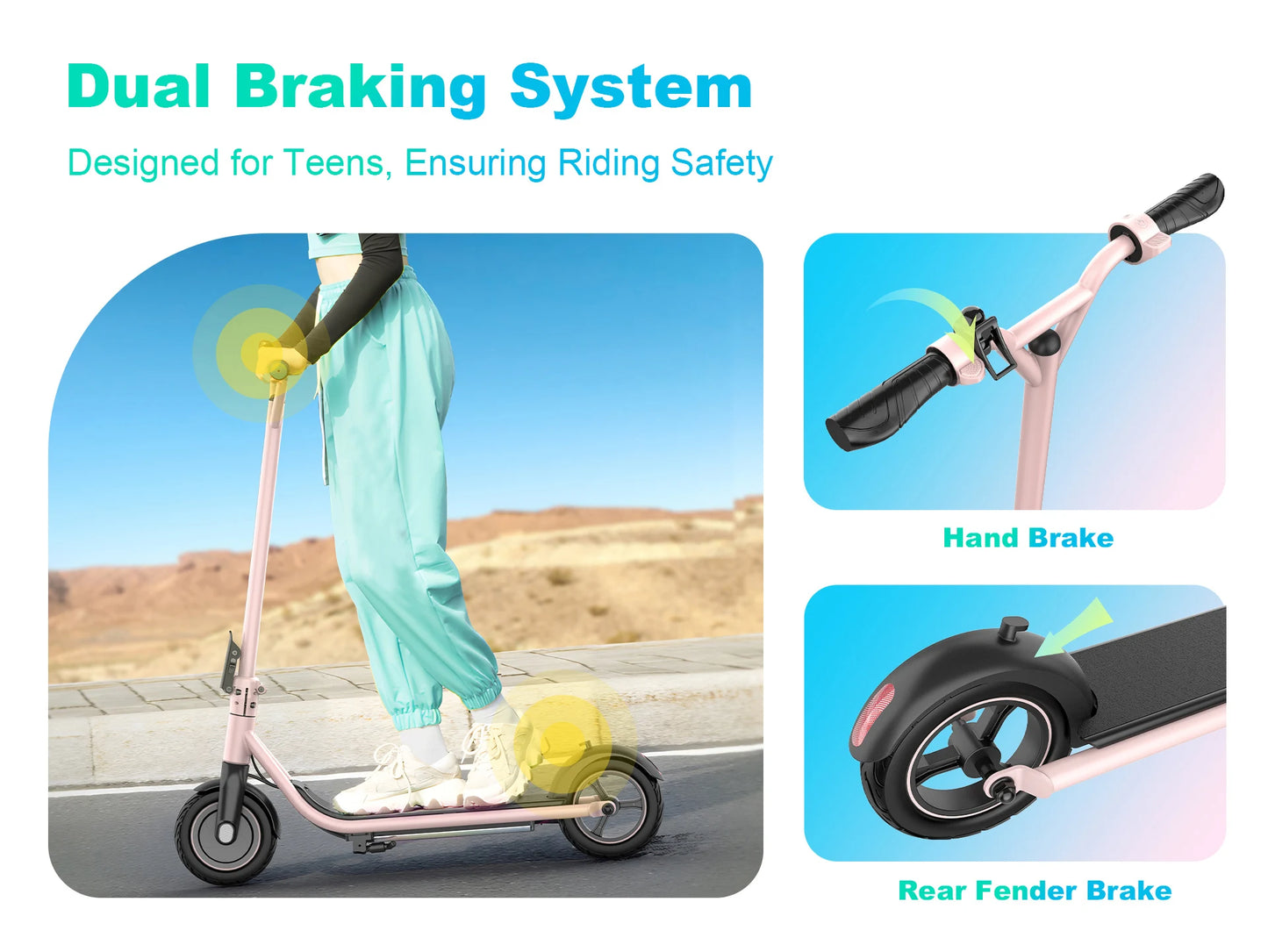 Max Range Top Speed 15mph, 21V 5AH Battery, 200W Motor, 8' Tires, Kids Electric Scooter