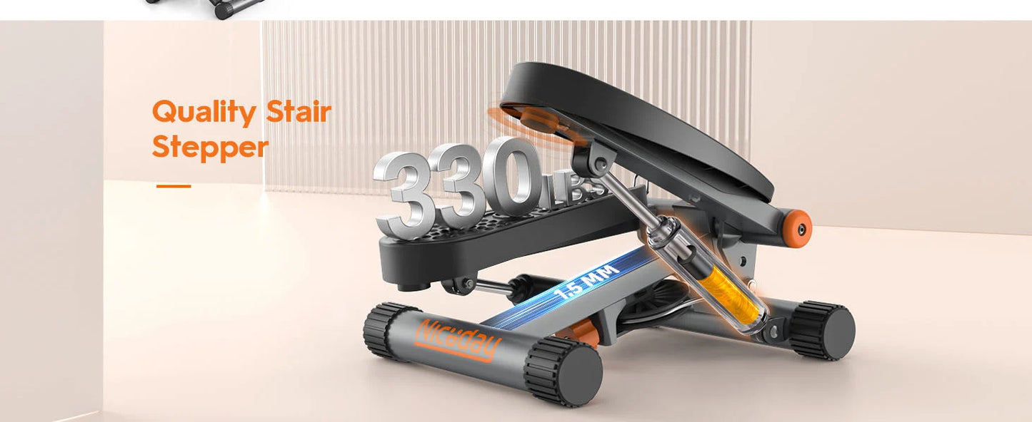Steppers for Exercise, Stair Stepper with Resistance Bands, Hydraulic Fitness Stepper with LCD Monitor