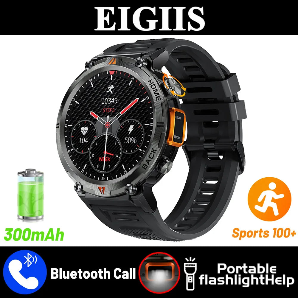 Mens Full Touch Screen for IOS Android, Bluetooth,Health Monitor with Flashlight