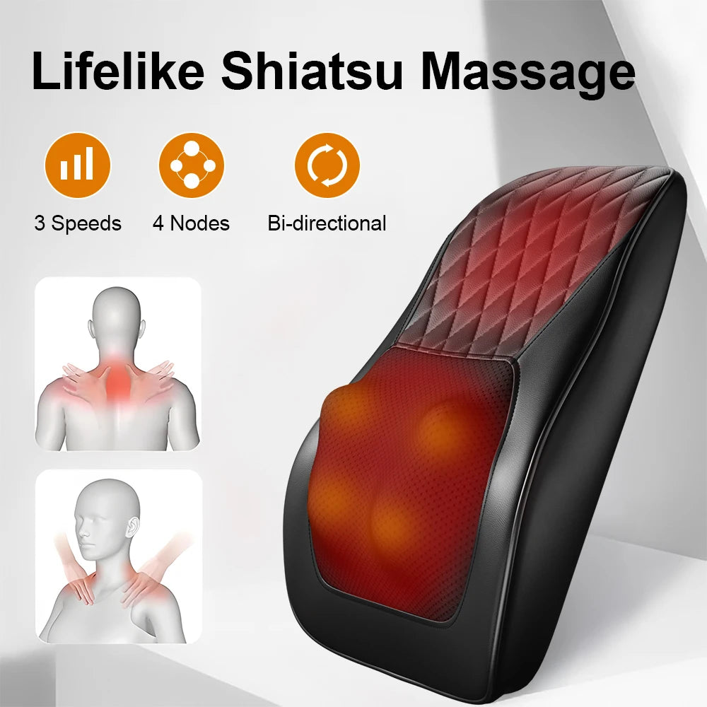 Pillow Neck Massager, 3 Speed Adjustment Vibrating Heating Massage Machine, Used To Relax Shoulder, Neck, And Back Muscle