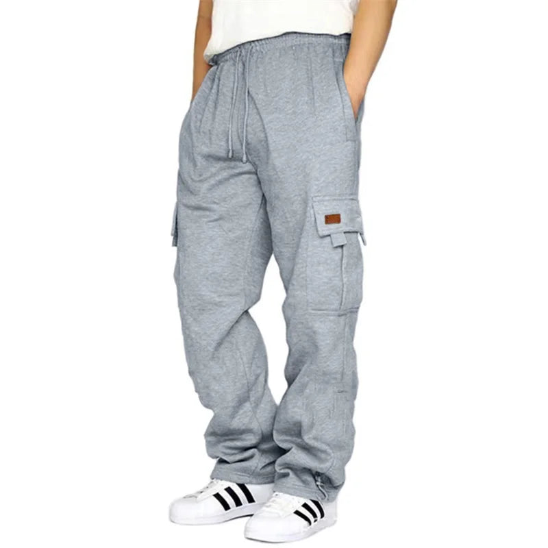 Mens Cargo Pants Elastic Waist, Outdoor and Athletic Sweatpants