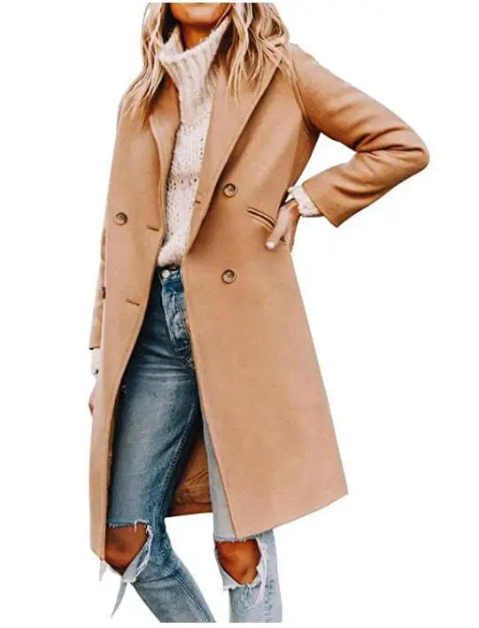 Womens Winter Wool Single Breasted Trench Peacoat