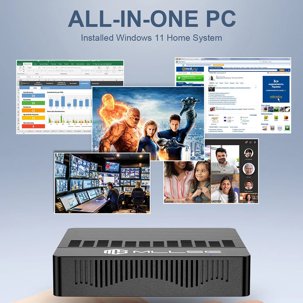 M2 Air Mini PC Intel Celeron N4000 CPU Windows 11, 6GB RAM 128GB ROM, Dual-Band WiFi, Portable Mini Computer